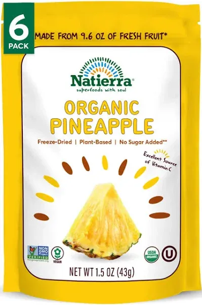 (12 Pack)Natierra Organic Freeze-Dried, Pineapples, 1.5 oz (43 g)