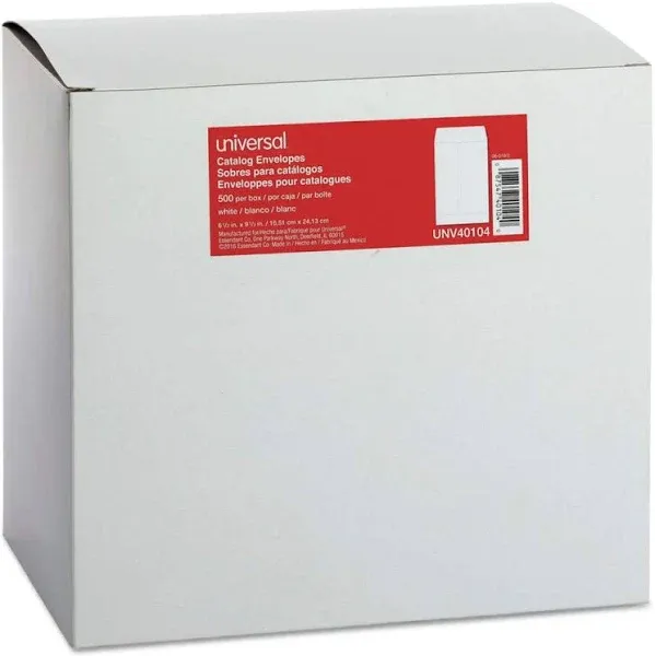 Universal UNV40104 6.5 in. x 9.5 in. 24 lb. #1-3/4 Square Flap Gummed Catalog Envelope - White (500/Box)