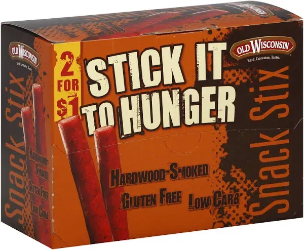 OLD WISCONSIN Beef Snack Sticks, High Protein, Gluten Free, 24 Ounce Resealable Jar