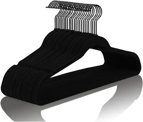 Black Velvet Hangers 20 Pack, Non Slip Clothes Hangers, Sturdy Space Saving Hangers for Suits, Shirts, Dresses & Jackets, Slim Velvet Hangers, Hold Up to 11lbs