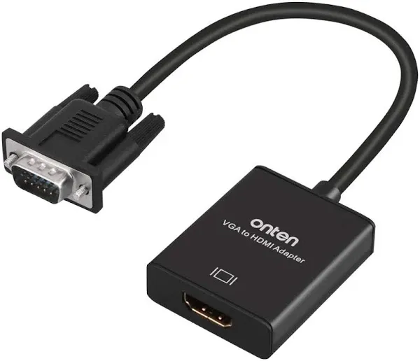 VGA to HDMI Onten 1080p VGA to HDMI Adapter (Male to Female) for Computer Desktop Laptop PC Monitor Projector HDTV with Audio Cable and USB