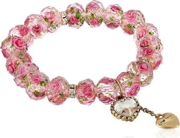 Betsey Johnson Women's Tzarina Pink Beads Stretch Bracelet