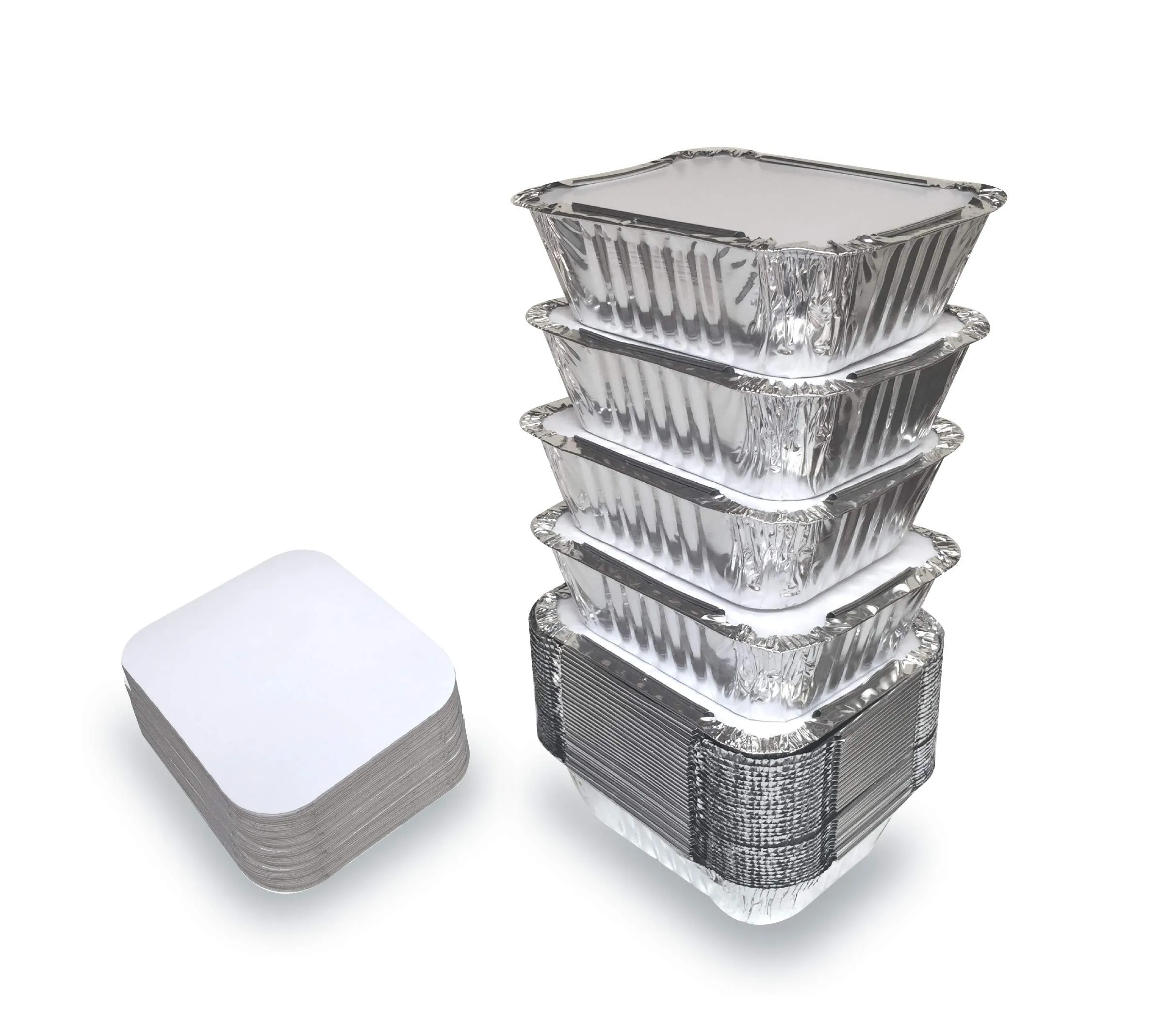 Spare Essentials 55 Pack - Aluminum Pan/Containers with Lids/Foil Containers/Aluminum Pans with Lids/Take Out Containers/Disposable Pans/Aluminum Foil Food Containers/Freezer meals containers (1 LB)