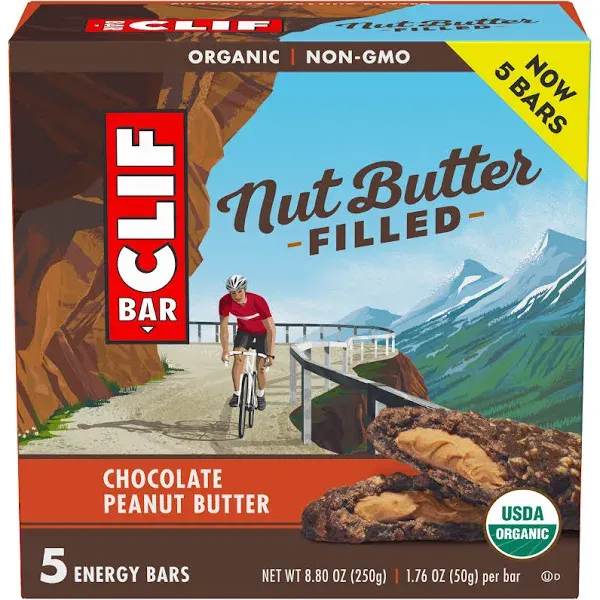 Clif Nut Butter Bar Chocolate Peanut Butter Organic Filled Energy Bars 5 Count