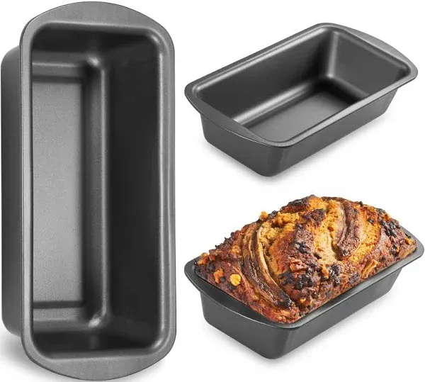  3 Pack Bread Pan for Baking Loaf Pan Standard 3 Pack 8.5 x 4.5 x 2.5&#034; Gray