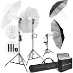 LimoStudio, 700W Output Lighting Series, LMS103, Soft Continuous Lighting Kit for White and Black Umbrella Reflector with Accessory and Carry Bag