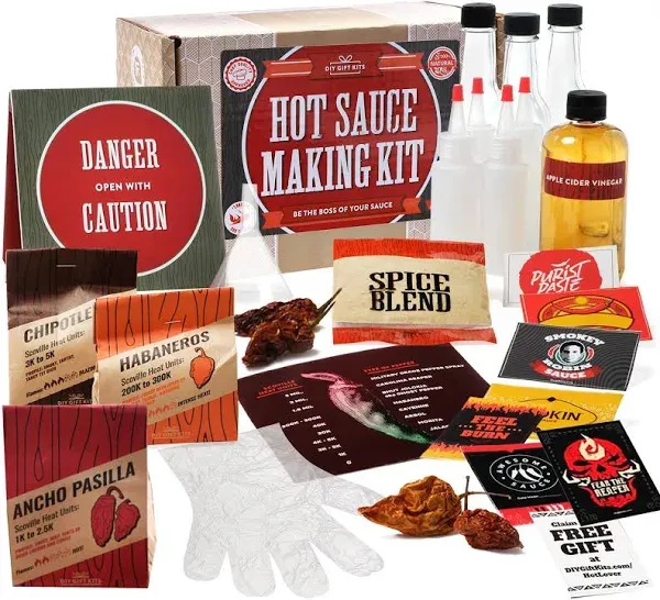 DIY Gift Kits Standard Hot Sauce Making Kit w/3 Recipes Bottles NEW IN BOX