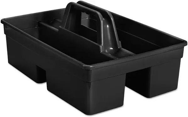 Rubbermaid Commercial Executive Carry Caddy, 2-Compartment, Plastic, 10.75w x 6.5h, Black -RCP1880994