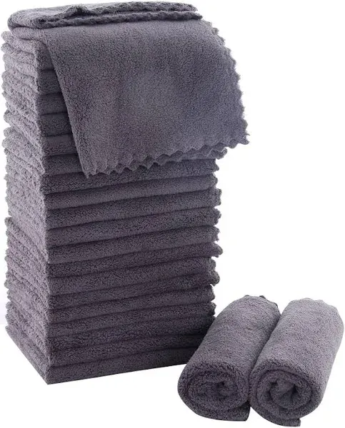 MOONQUEEN Ultra Soft Premium Washcloths Set - 12 x 12 inches - 24 Pack - Quick Drying - Highly Absorbent Coral Velvet Bathroom Wash Clothes - Use as Bath, Spa, Facial, Fingertip Towel (Aquamarine)