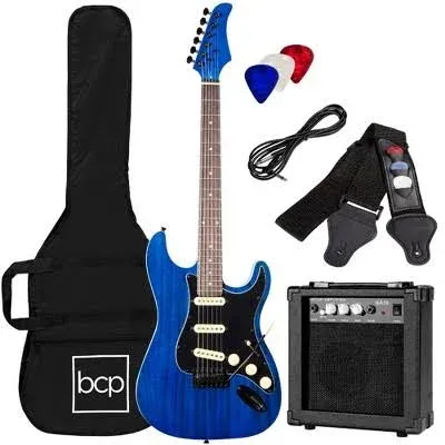 39In Full Size Beginner Electric Guitar Starter Kit W/Case, Strap, 10W Amp, Stri