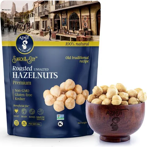 Roasted Hazelnuts Natural Non-GMO Certified, Unsalted, Dry Roasted, Kosher Certified ,16 oz