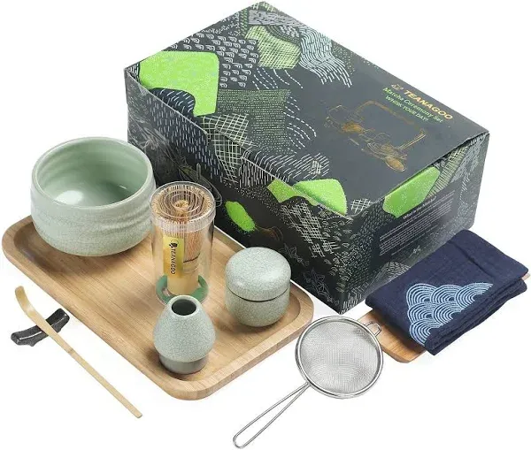 Traditional Japanese Matcha Ceremony Tea Set Bowl Bamboo Whisk Scoop Tray Gift