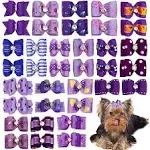 Pet Show 20pcs Small Dog Hair Bows with Rubber Bands Puppies Doggies Cats Topknot Bowknot Matching Hair Grooming Accessories for Boy Girl Pomeranian