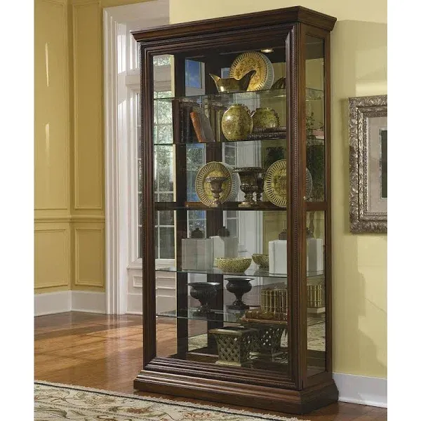 Pulaski Two Way Sliding Door Curio, 43 by 16 by 80-Inch, Brown