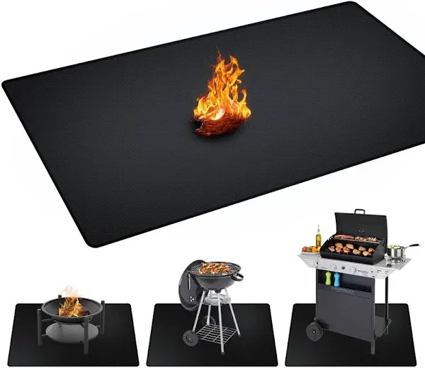 48x30&#034; Under Grill Mat Fireproof Protector BBQ Fireplace Waterproof Oilproof Pad