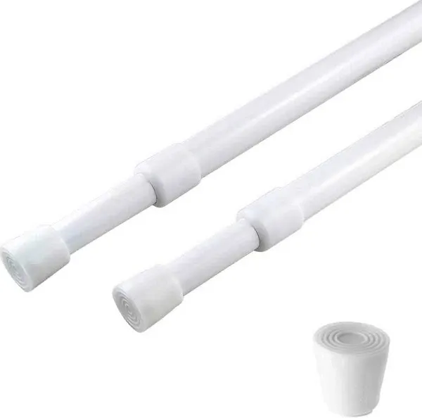 KXLIFE 2 Pack 5/8" Spring Tension Curtain Rods, Refrigerator Tension Rod White 16 to 28 Inch