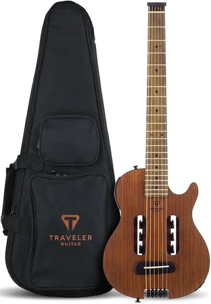 Traveler Guitar Escape Mark III Mahogany Acoustic Guitar | Small Acoustic Travel Guitar with Built-in Headphone Amp | Full 25.5" Scale Portable Headless Guitar | Mini Guitar with Custom Gig Bag