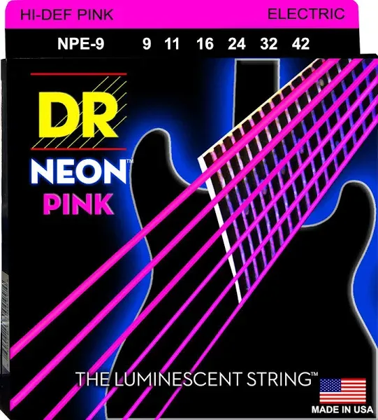 HI-DEF NEON Electric Guitar Strings (NPE-9),Pink