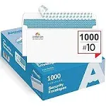 100#10 Custom Printed Security Tinted Self-Seal Envelopes – Personalized with Logo and Address/Return Address Imprinted - Size 4-1/8 X 9-1/2" - White - 24 LB - 100 Count (74100)