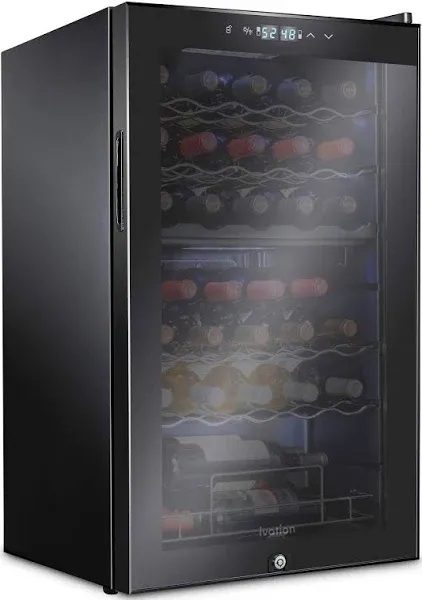 Ivation 33 Bottle Freestanding Wine Refrigerator Dual Zone Wine