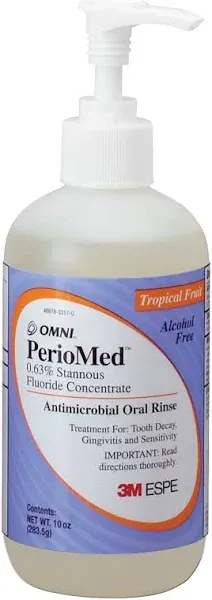 3M ESPE 12105F PerioMed 0.63% Stannous Fluoride Oral Rinse Concentrate Refill, Tropical Fruit Flavor, 10 oz. Bottle with Pump