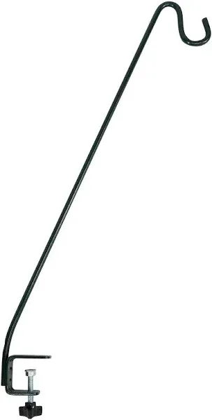 More Birds 33-Inch Clamp-On Deck Hook, Steel, Bird Feeders, Plants, and Windchimes, Black