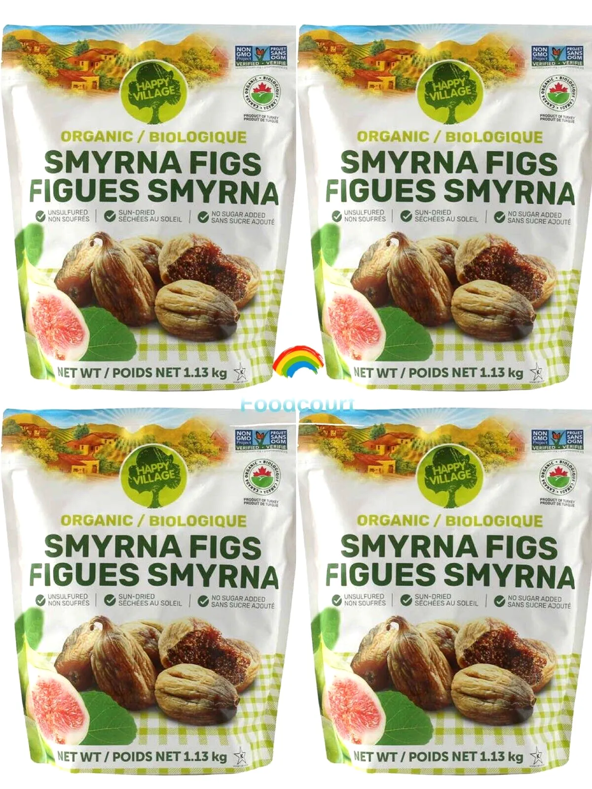 4 Packs Happy Village Organic Sun Dried Smyrna Figs 40 oz Each Pack, Total 10 lb