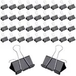 144 Pcs Binder Clips, 1-Inch Medium Paper Clamps for Document Clamp, File, Wide Metallic, Office School and Home Supplies（Black）