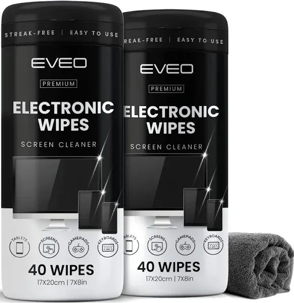 Electronic Wipes Streak-Free for Screen Cleaner &amp; Smart Watch [2 Pack x 40] TV -