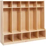 ECR4Kids 5-Section Coat Locker with Bench, Natural