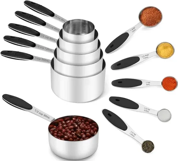 Stainless Steel Measuring Cups And Spoons Set Of 10 Piece Nesting Metal Measurin