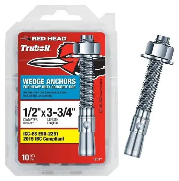 Red Head 1/2 In. X 3-3/4 In. Wedge Anchor 10CT