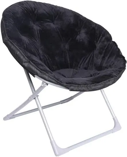 Amazon Basics Faux Fur Saucer Shaped Chair with Metal Frame Black 32.3"D x 27.2"W x 32.3"H