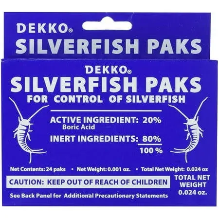 1 Box DEKKO Silverfish Control ~~ Box of 24 Paks ` Pest Control ` Bait