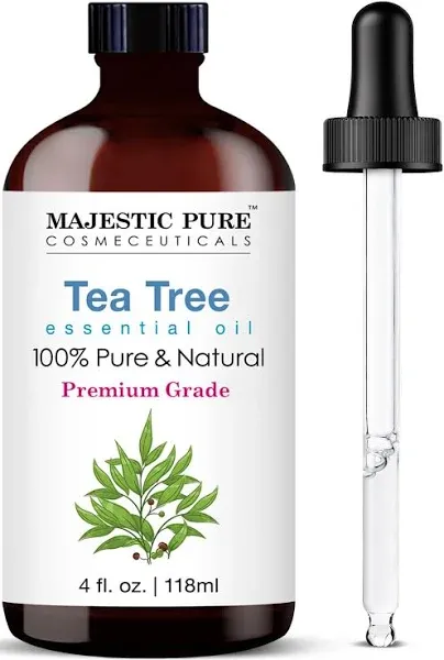 MAJESTIC PURE Tea Tree Essential Oil | 100% Pure and Natural Tea Tree Oil | Premium Grade Essential Oils for Hair Care, Home, Diffusers, Skin, Aromatherapy, Massage and Humidifiers | 3.4 Fl Oz