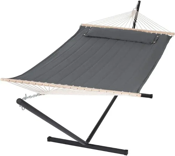 SUNCREAT 2 Person Hammock with Stand, Heavy Duty Portable Hammocks, 475 lbs Capacity, Dark Grey