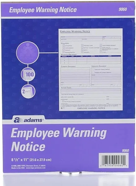 Adams Employee Warning Notice