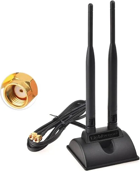 High Gain 2.4G/5G Dual Band WiFi Antenna SMA Female Adapter W/ Magnetic Base