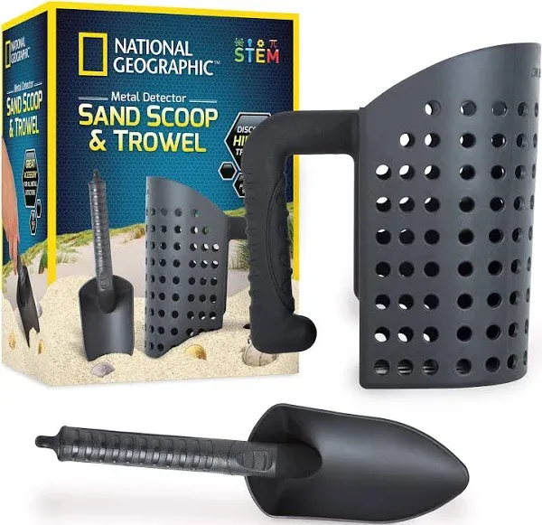 NATIONAL GEOGRAPHIC Metal Detector Sand Scoop &amp; Trowel Shovel Black