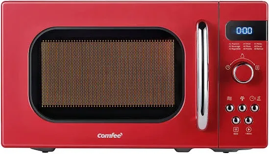 Comfee Retro 0.7-cu ft 700-Watt Countertop Microwave (Red)