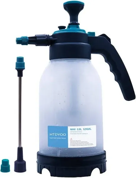 0.5 Gallon Garden Pump Sprayer, Hand Held Garden Sprayer, Water Spray Unit with Adjustable Nozzle and Extra Extended Spray