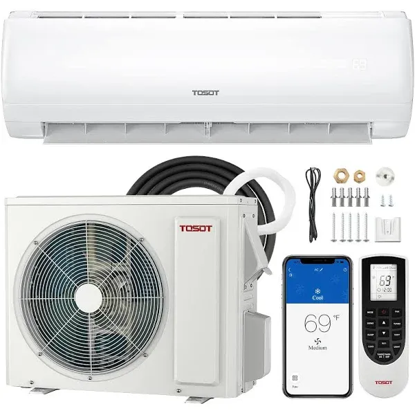 TOSOT 18,000 BTU Mini-Split Air Conditioner, Wifi Enabled Ductless Inverter Split System AC Unit Heating System, Compatible with Alexa - 20 SEER2 230V