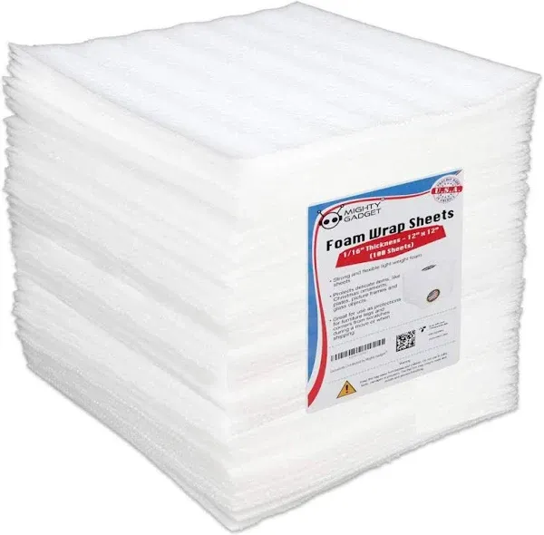 Mighty Gadget 100 Count All Purpose Cushion Foam Wrap Sheets