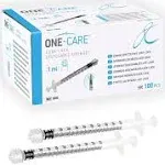 ONE-CARE 1ml Luer-Lock Syringes, Sterile, Low Dead Space, 100/bx Blister-Packed Syringes