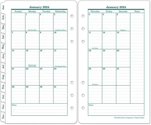 FranklinCovey Original Two-Page Monthly Calendar Tabs