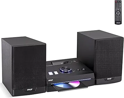 Home Stereo Shelf System - 60W Wireless BT Streaming with CD Player, FM Radio, U