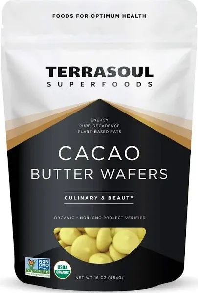 Terrasoul Superfoods Organic Cacao Butter, 2 Lbs - Raw | Keto | Vegan | Unrefined