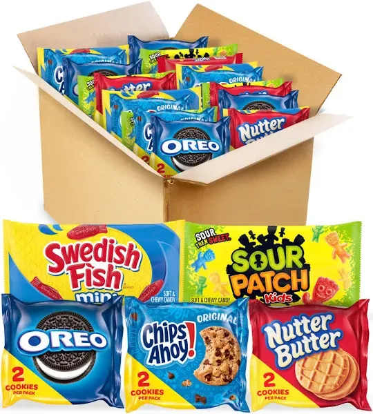 Oreo Chips Ahoy! Nutter Butter Sour Patch Kids & Swedish Fish Cookies & Candy Variety Pack