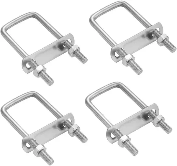 Square U-Bolt, Stainless Steel Square Bend U Bolts with Nuts and Frame Plate for Automobiles Trailer, Ski Boat, or Sailboat Trailer, 2" W x 4.3 L,M10*50 * 120