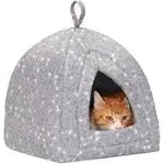 FurHaven Fleece Pet Tent Cat Bed - Gray Terrazzo